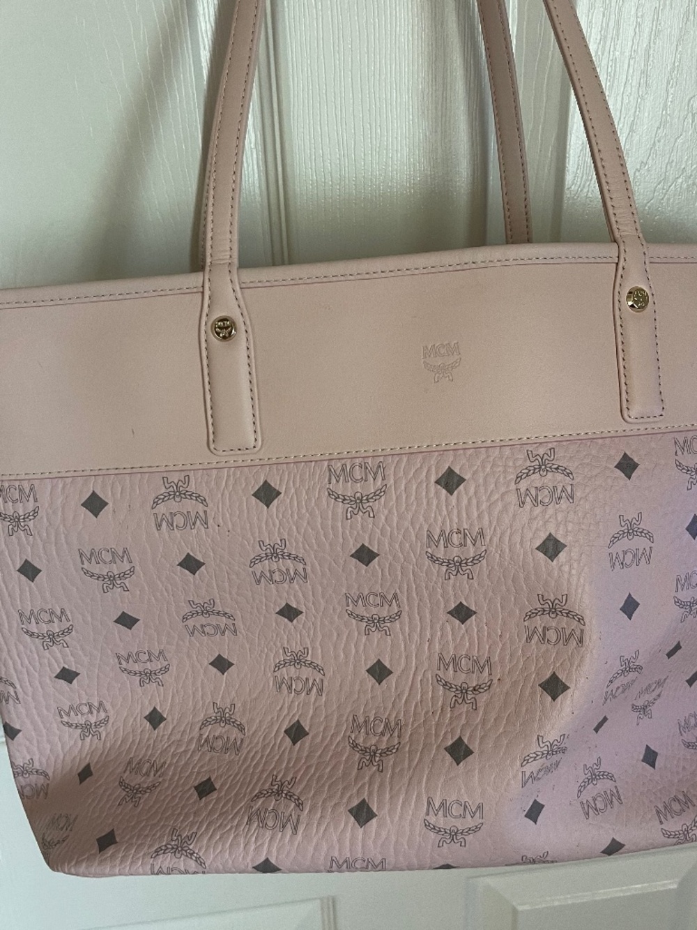 MCM Large Blush Leather Tote